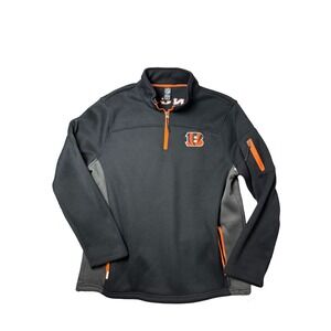 NFL Team Apparel Cincinnati Bengals Quarter Zip Pullover Gray Black Mens XL